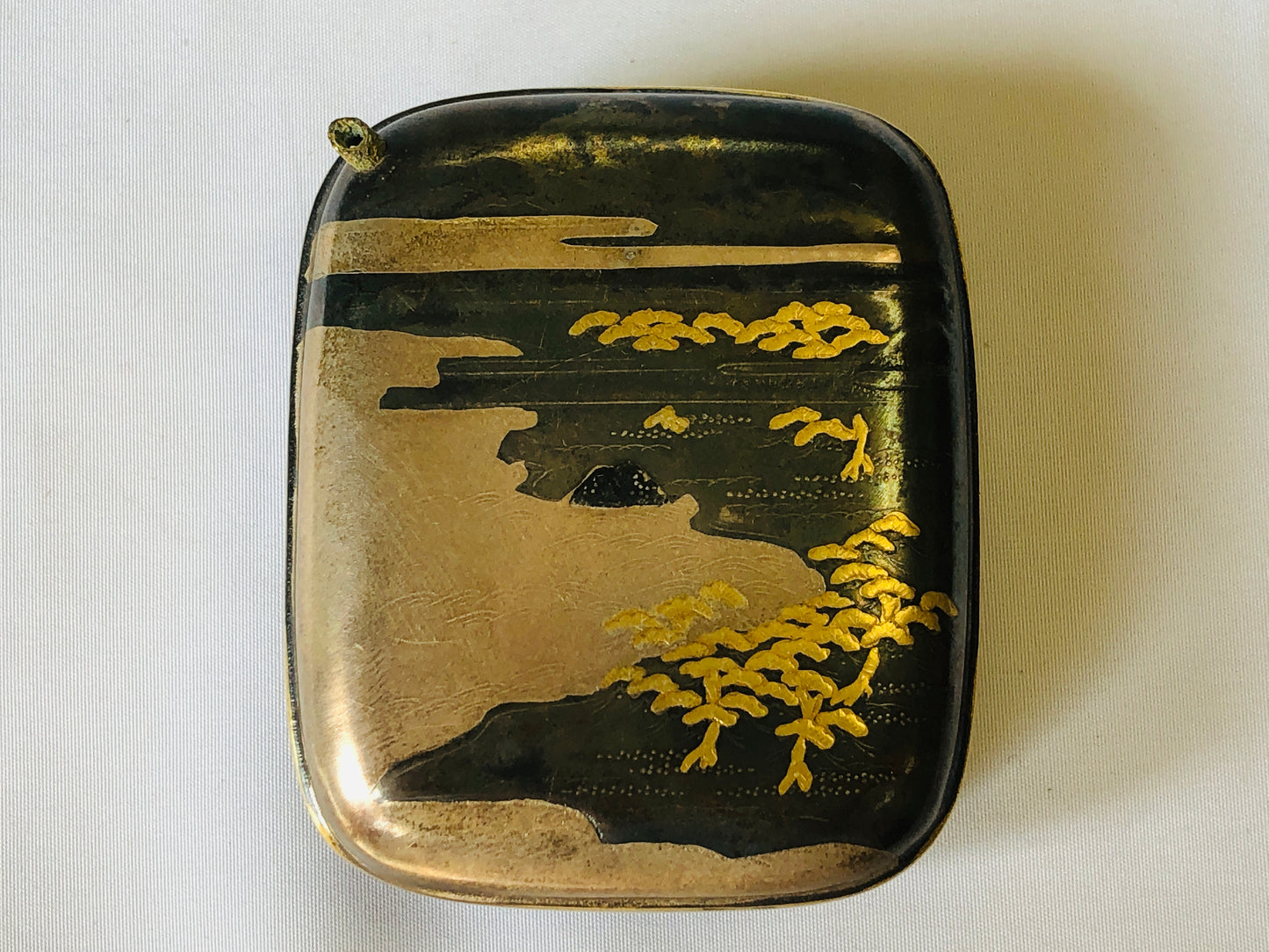 Y4807 SUITEKI Silver Makie stationery suzuri water pot Japanese antique vintage
