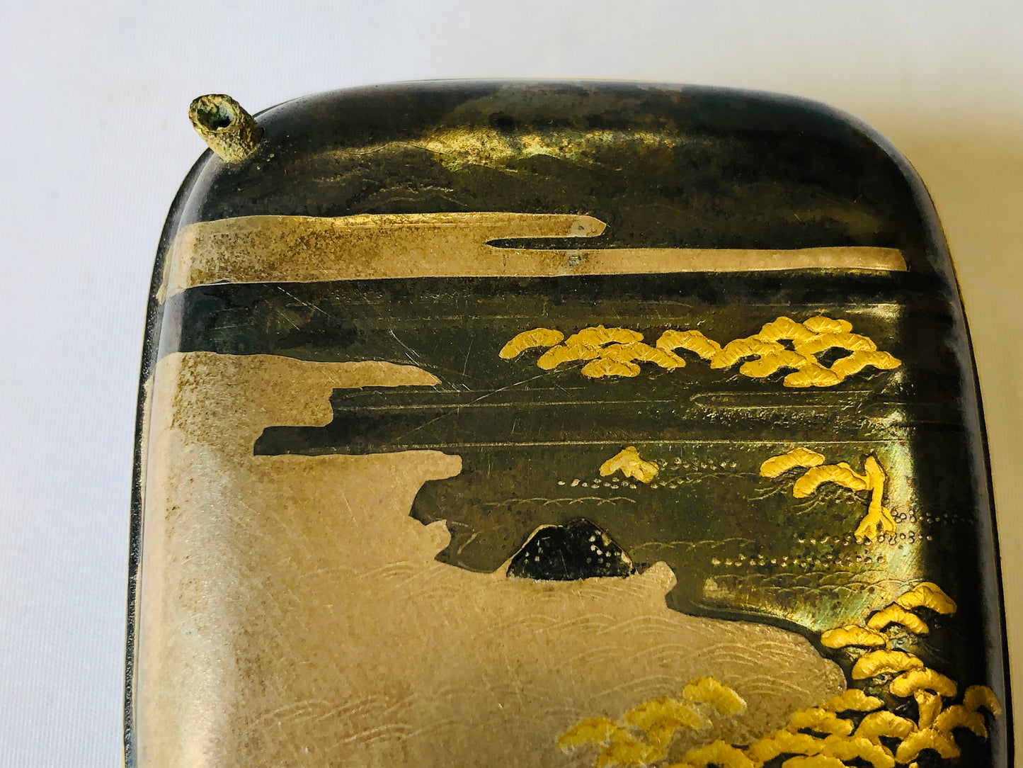 Y4807 SUITEKI Silver Makie stationery suzuri water pot Japanese antique vintage