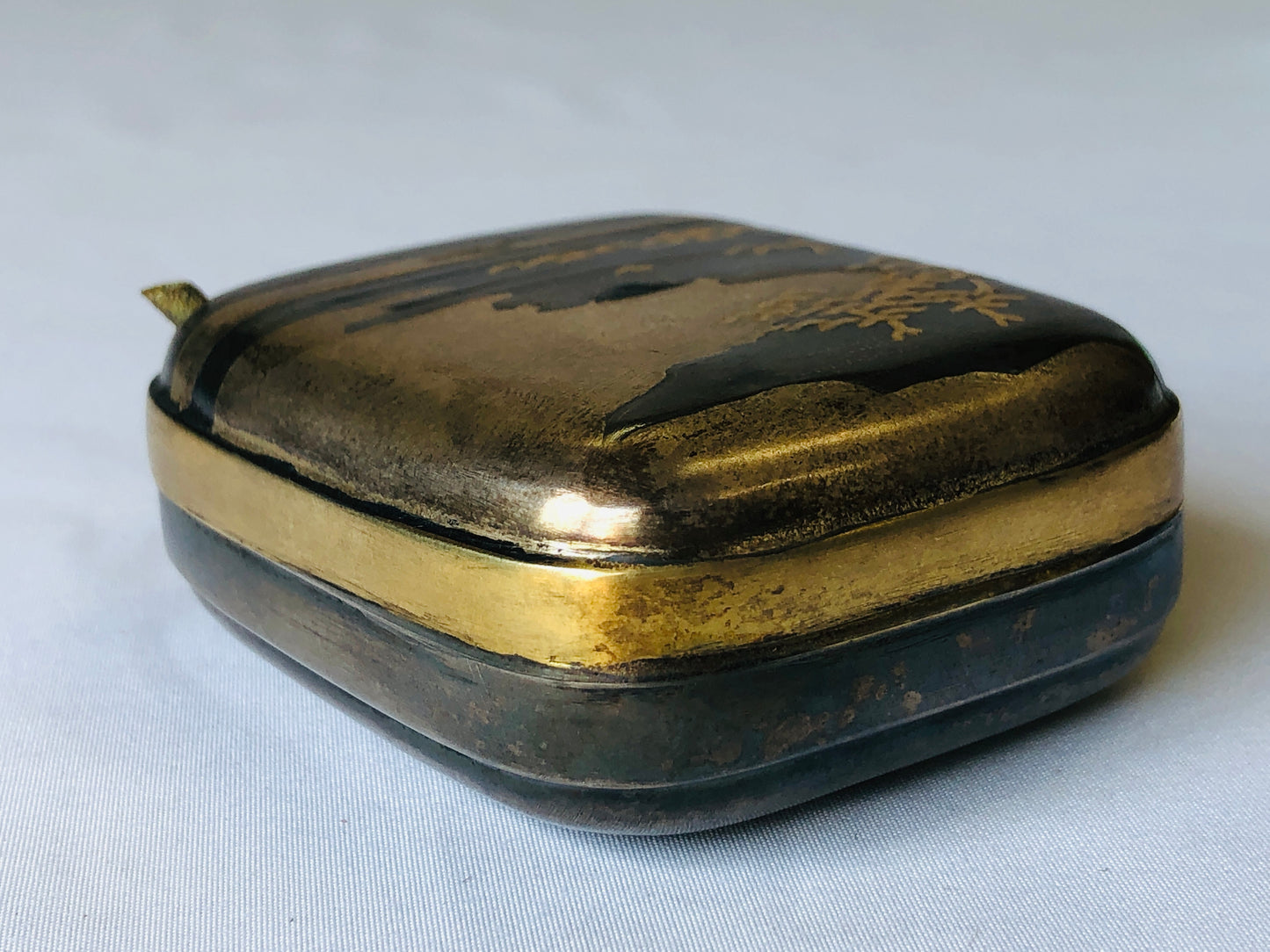 Y4807 SUITEKI Silver Makie stationery suzuri water pot Japanese antique vintage