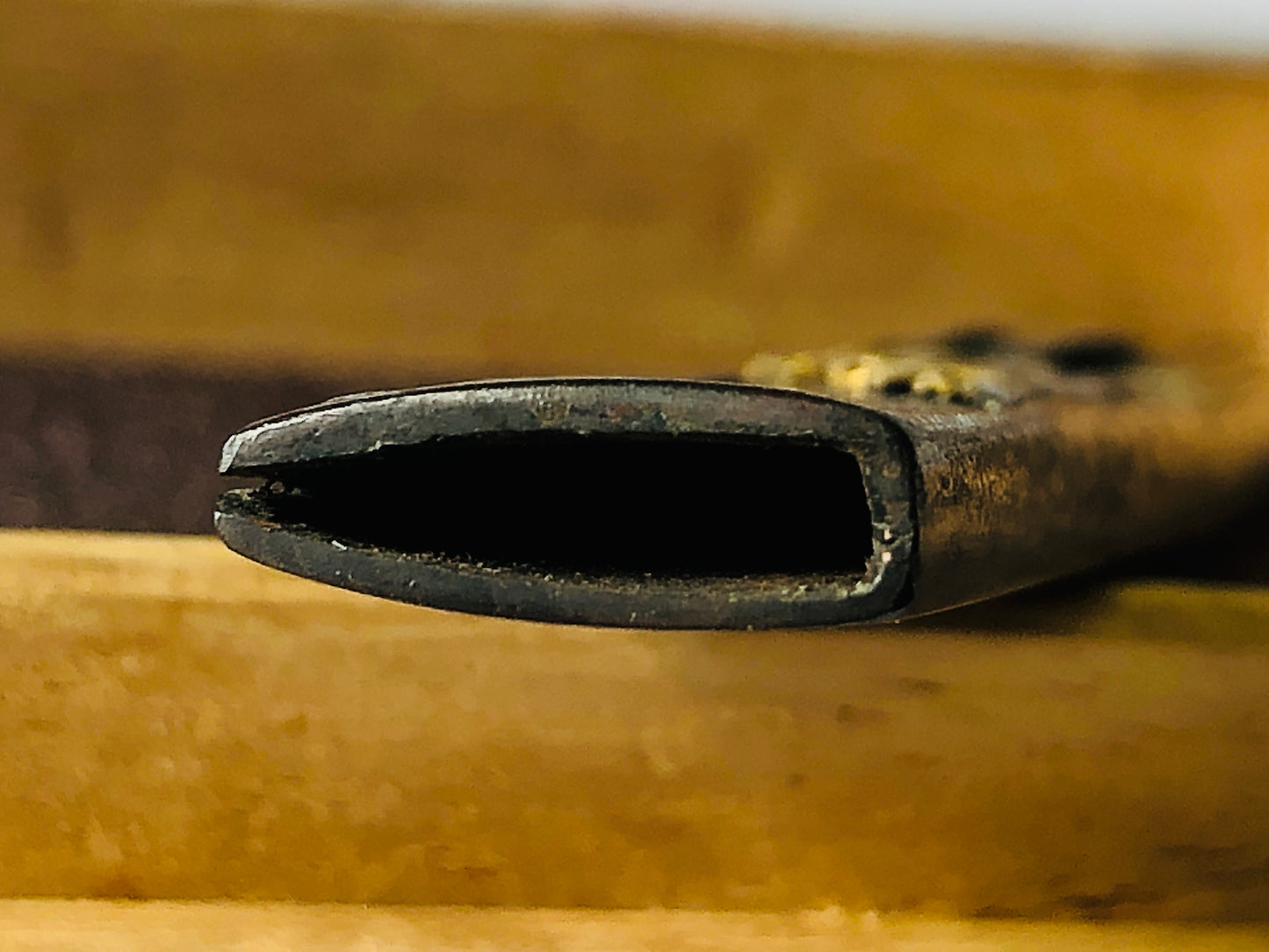 Y4831 KOUGAI hairpin spatula sword fittings inlay box Japan antique samurai