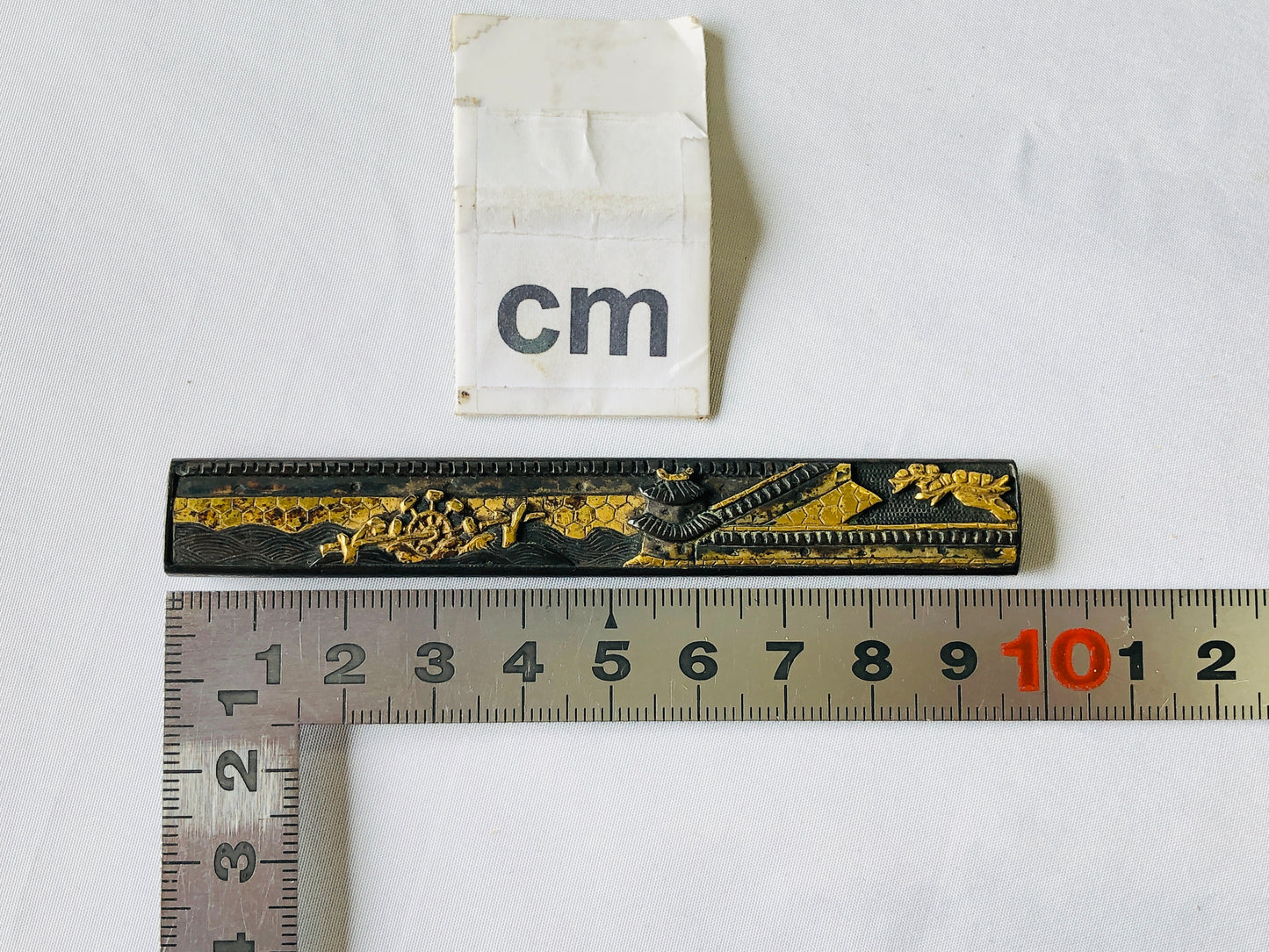 Y4831 KOUGAI hairpin spatula sword fittings inlay box Japan antique samurai