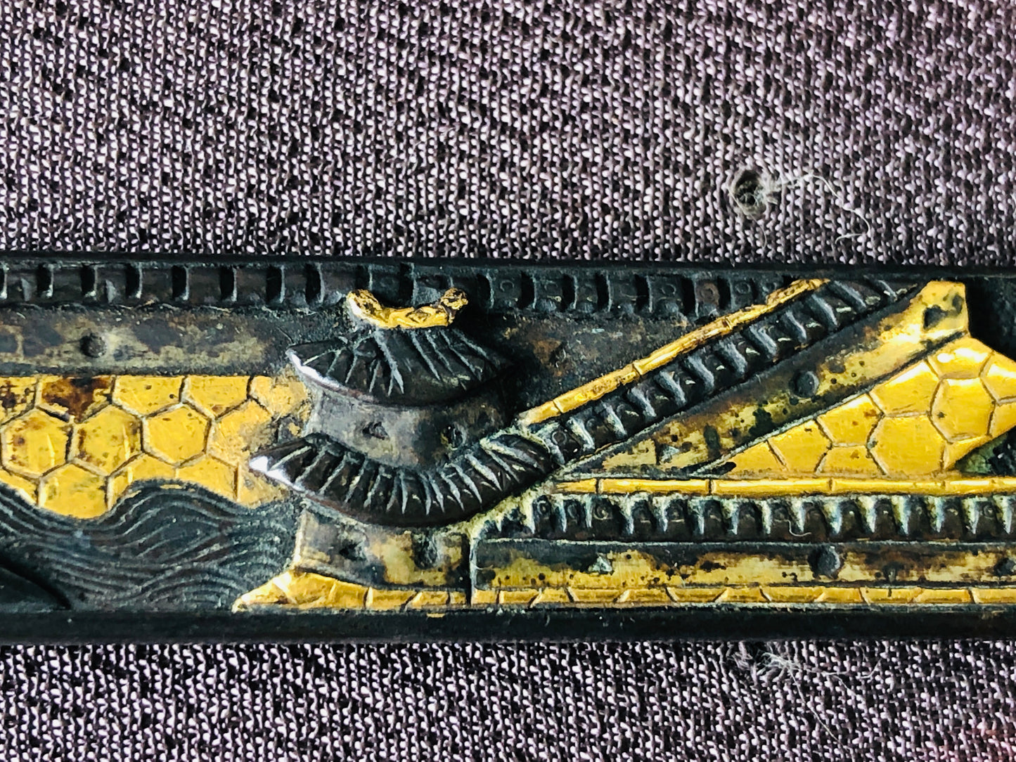 Y4831 KOUGAI hairpin spatula sword fittings inlay box Japan antique samurai