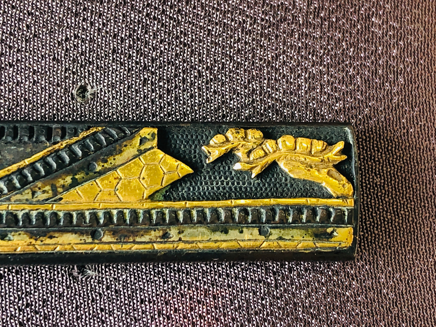 Y4831 KOUGAI hairpin spatula sword fittings inlay box Japan antique samurai