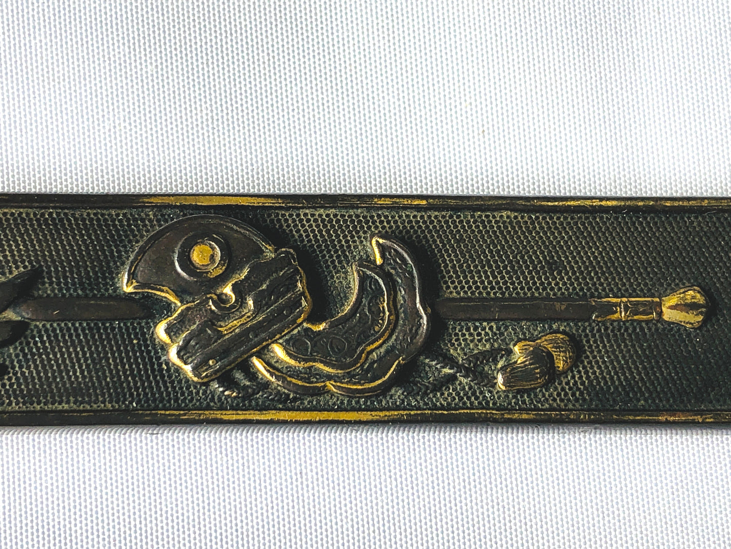 Y4832 KOUGAI hairpin spatula sword fittings inlay box Japan antique samurai