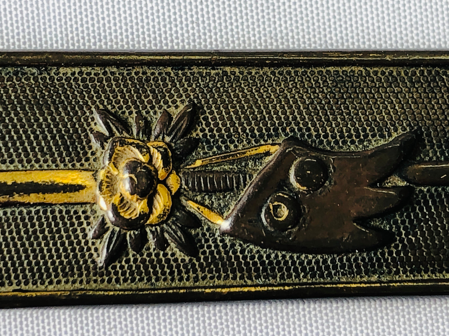 Y4832 KOUGAI hairpin spatula sword fittings inlay box Japan antique samurai