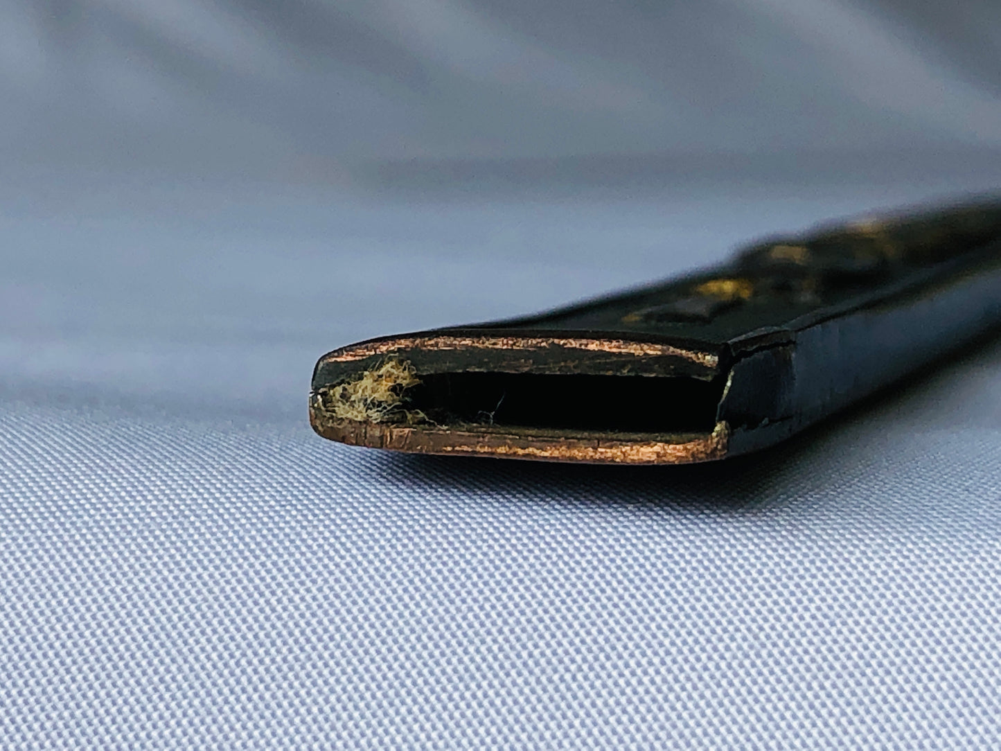 Y4832 KOUGAI hairpin spatula sword fittings inlay box Japan antique samurai