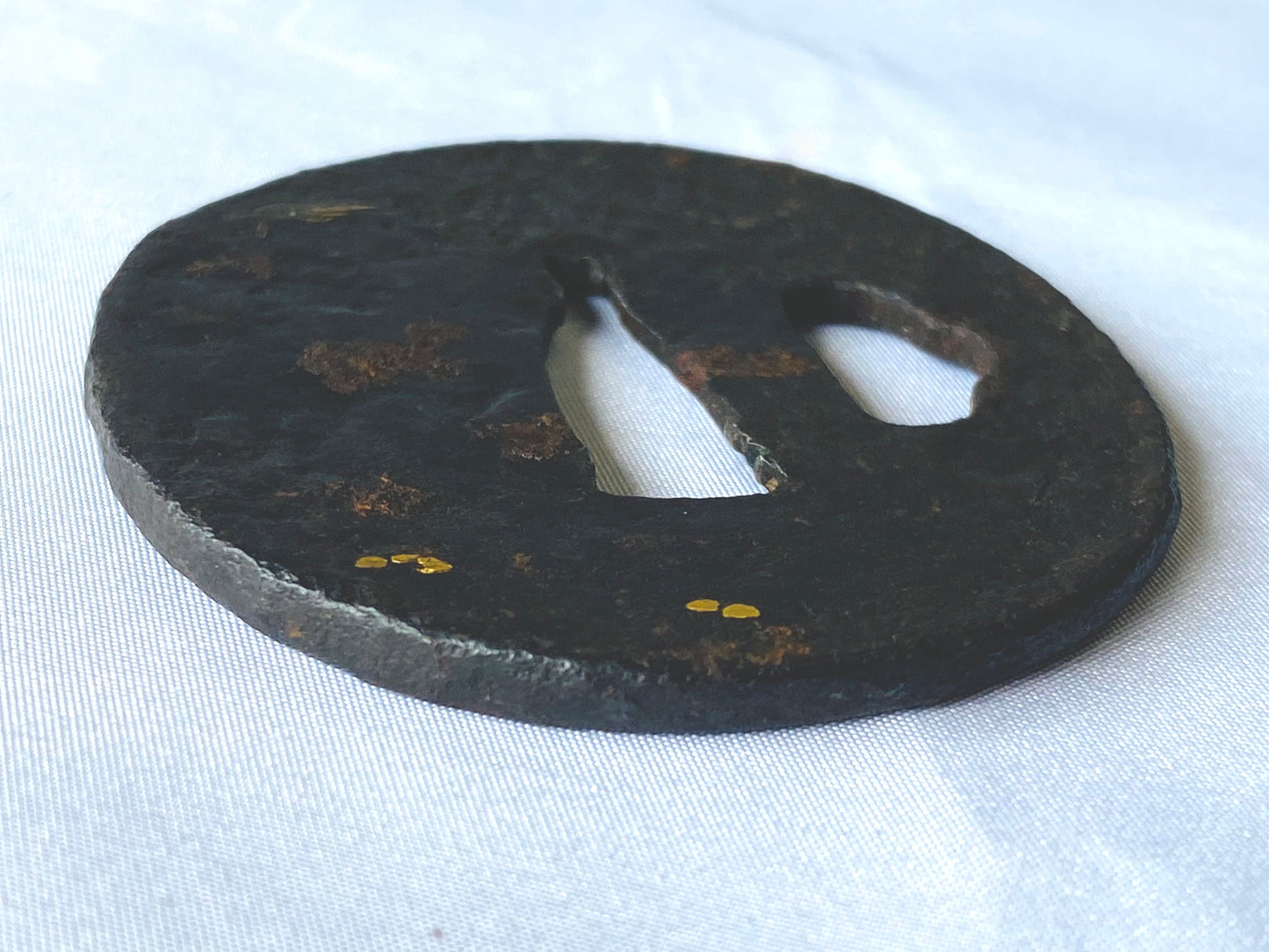 Y4834 TSUBA Iron sword guard gold inlay Japanese samurai katana koshirae edo