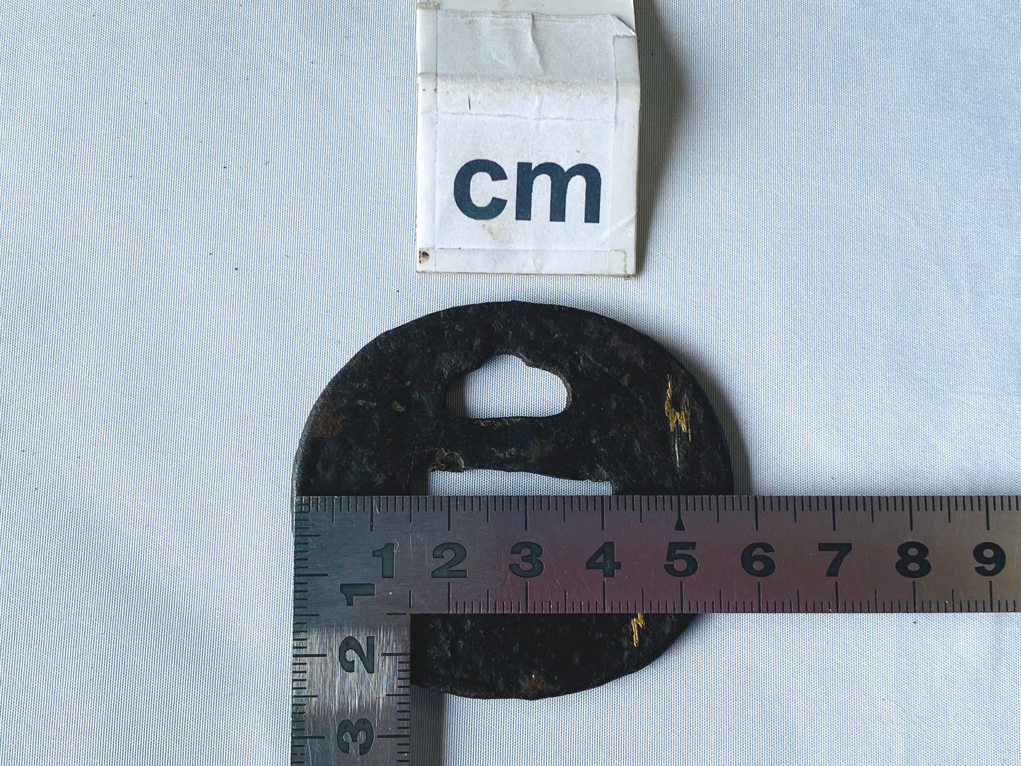 Y4834 TSUBA Iron sword guard gold inlay Japanese samurai katana koshirae edo