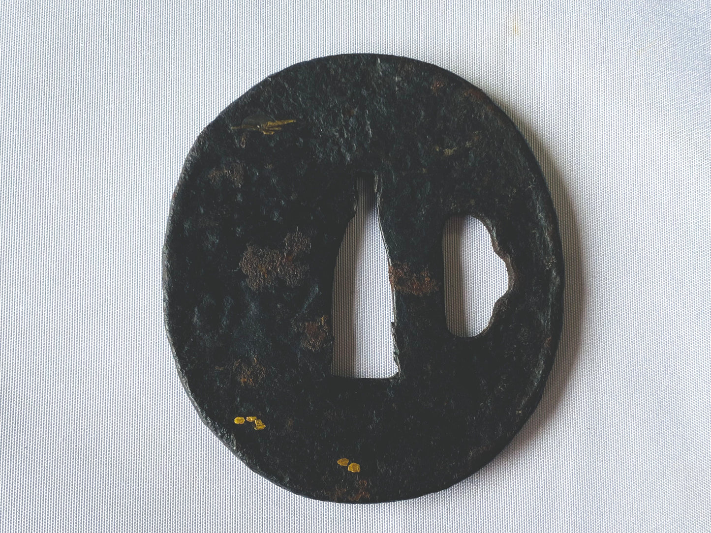 Y4834 TSUBA Iron sword guard gold inlay Japanese samurai katana koshirae edo