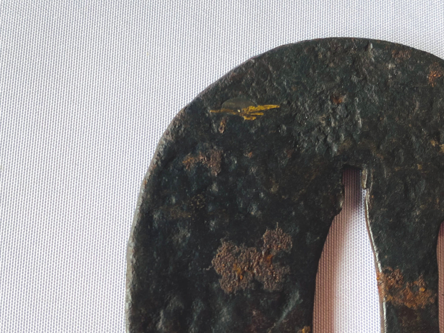 Y4834 TSUBA Iron sword guard gold inlay Japanese samurai katana koshirae edo
