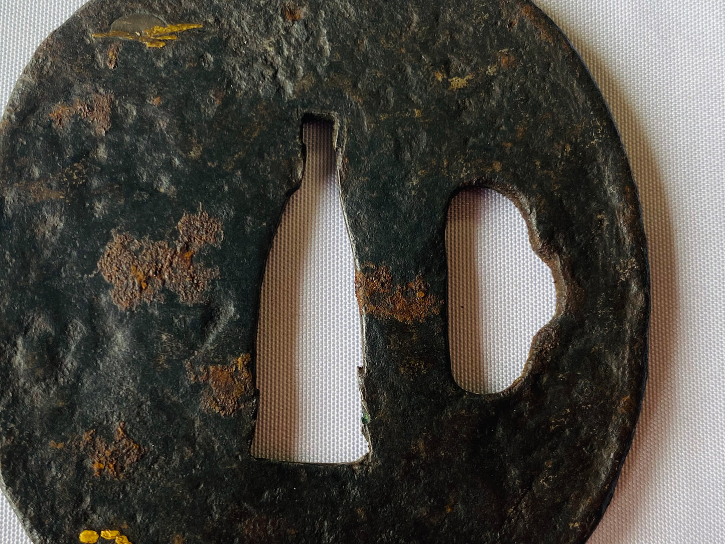 Y4834 TSUBA Iron sword guard gold inlay Japanese samurai katana koshirae edo