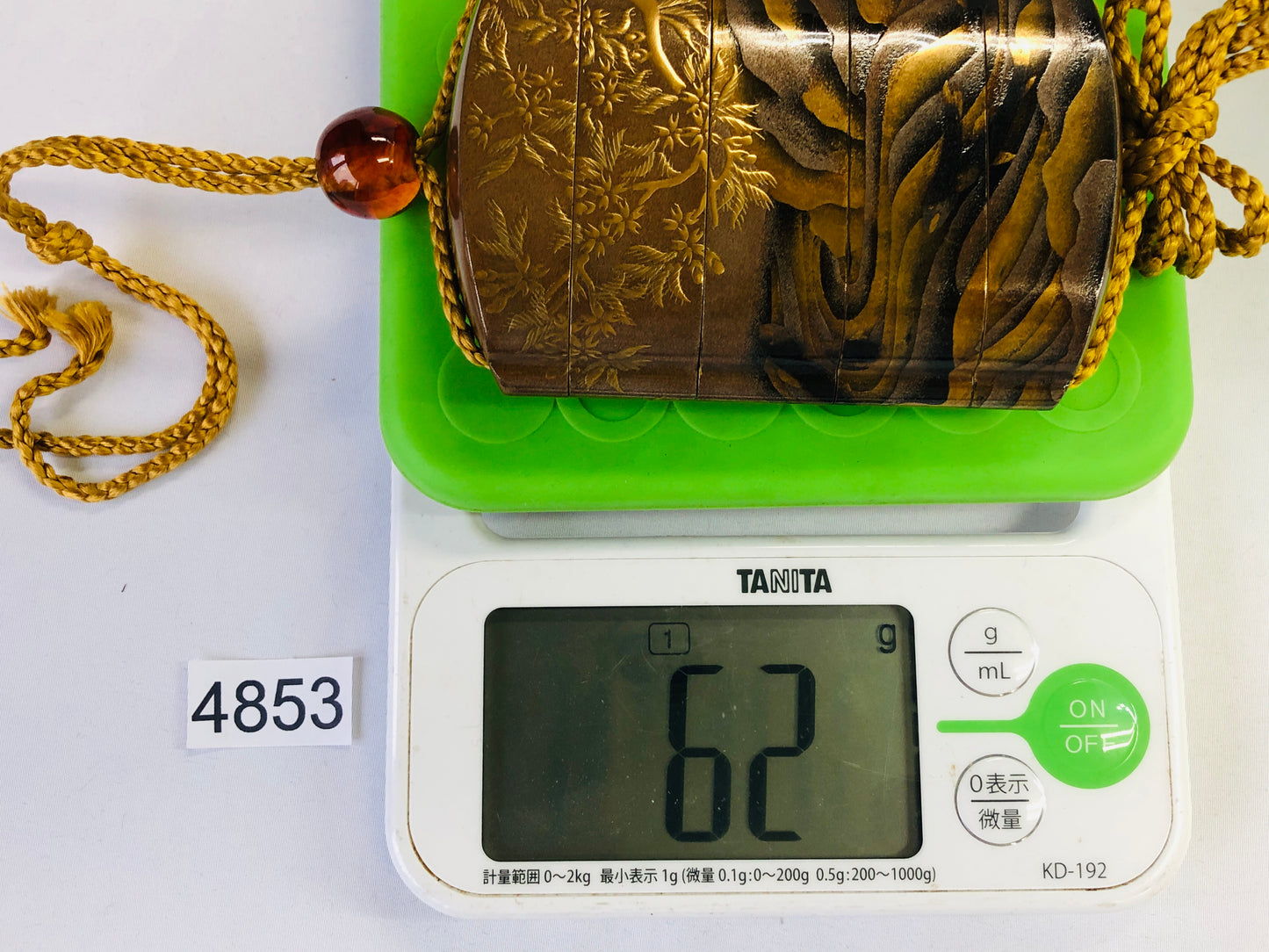 Y4853 INROU Makie Pill Box 5 parts Japan traditional antique kimono accessory