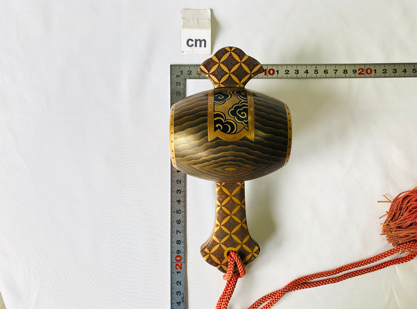Y4876 OKIMONO Makie small mallet figure signed box Japan antique interior decor
