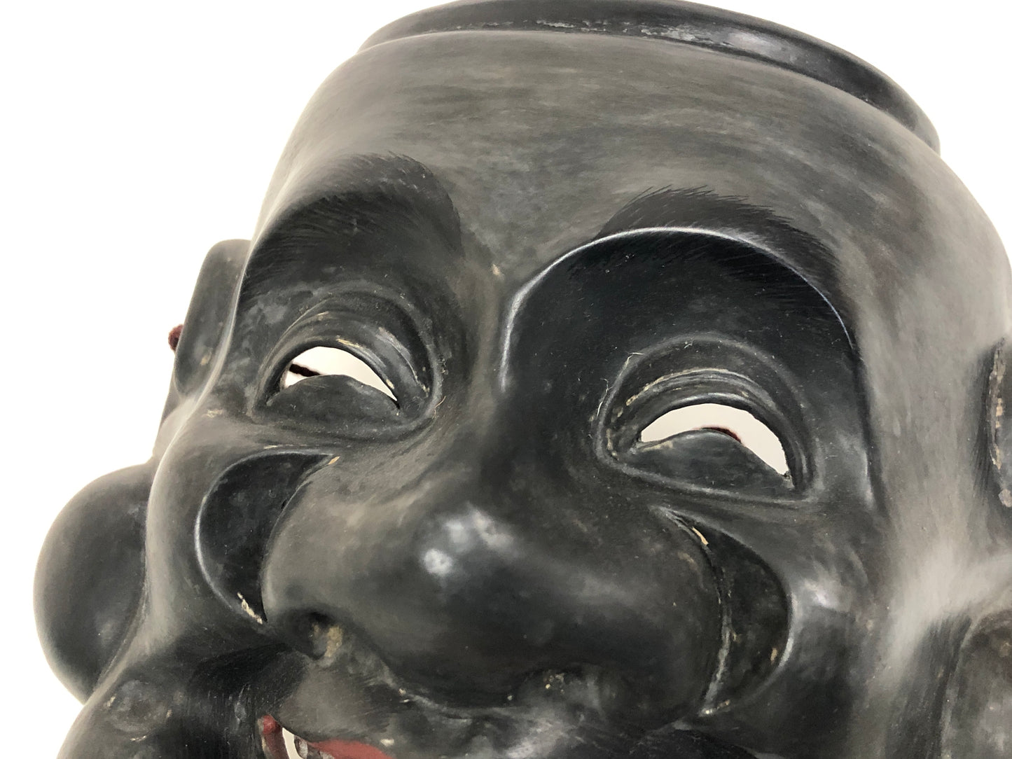 Y4911 NOH MASK wood carving Daikoku Japan antique omen dance drama vintage