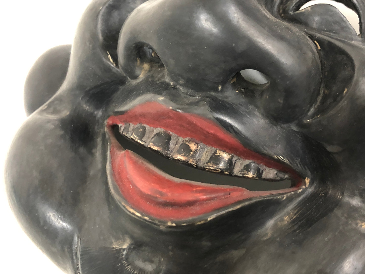 Y4911 NOH MASK wood carving Daikoku Japan antique omen dance drama vintage