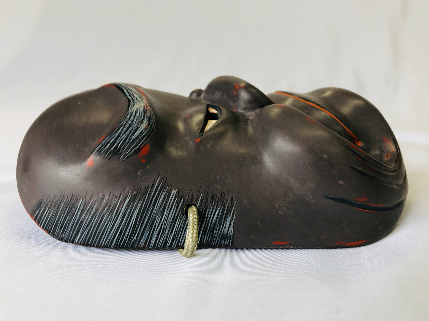 Y4912 NOH MASK wood carving Tsurimanako Japan antique omen dance drama vintage