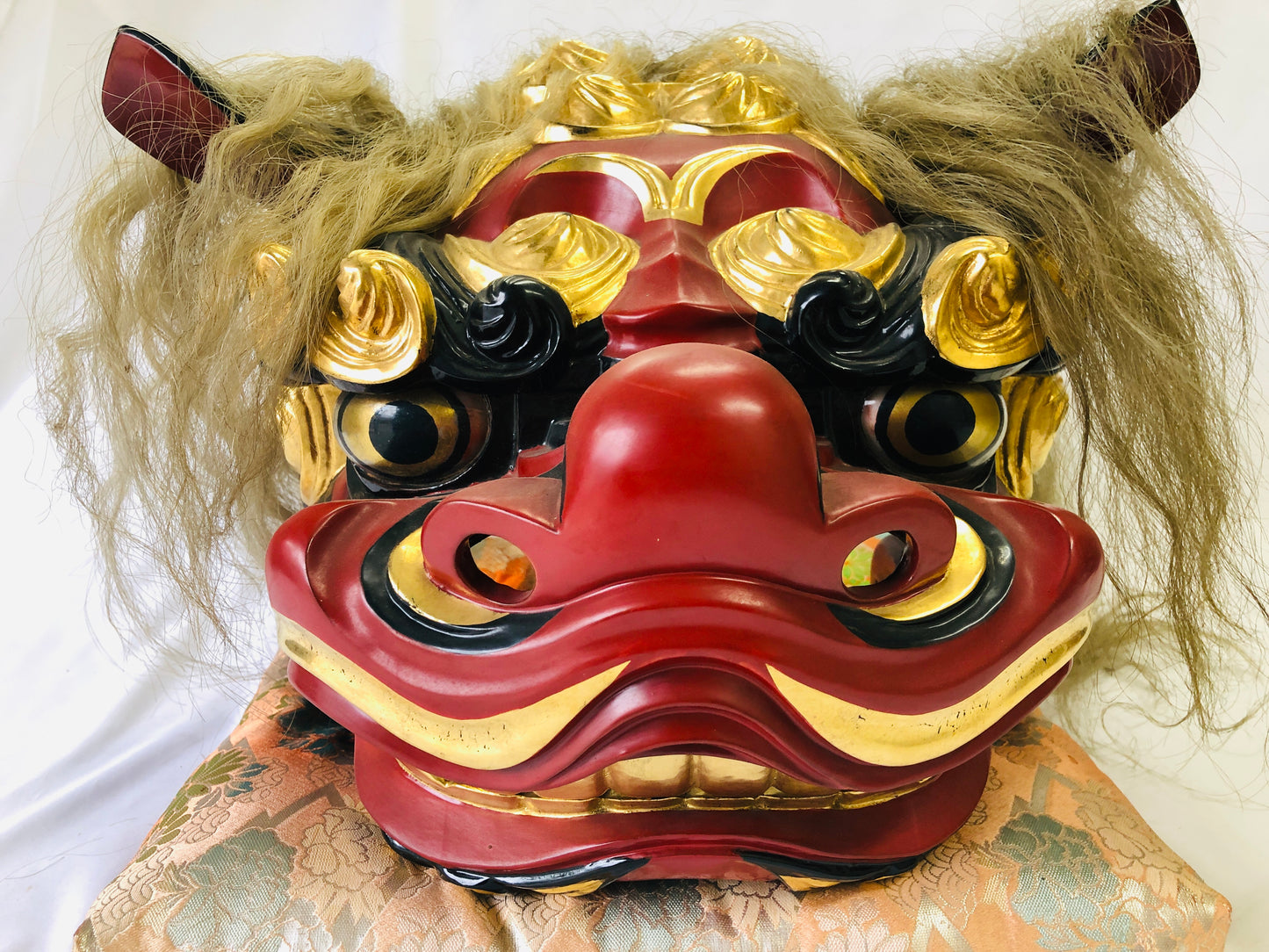 Y4951 OKIMONO big Lion dance festival tools Japan antique traditional vintage