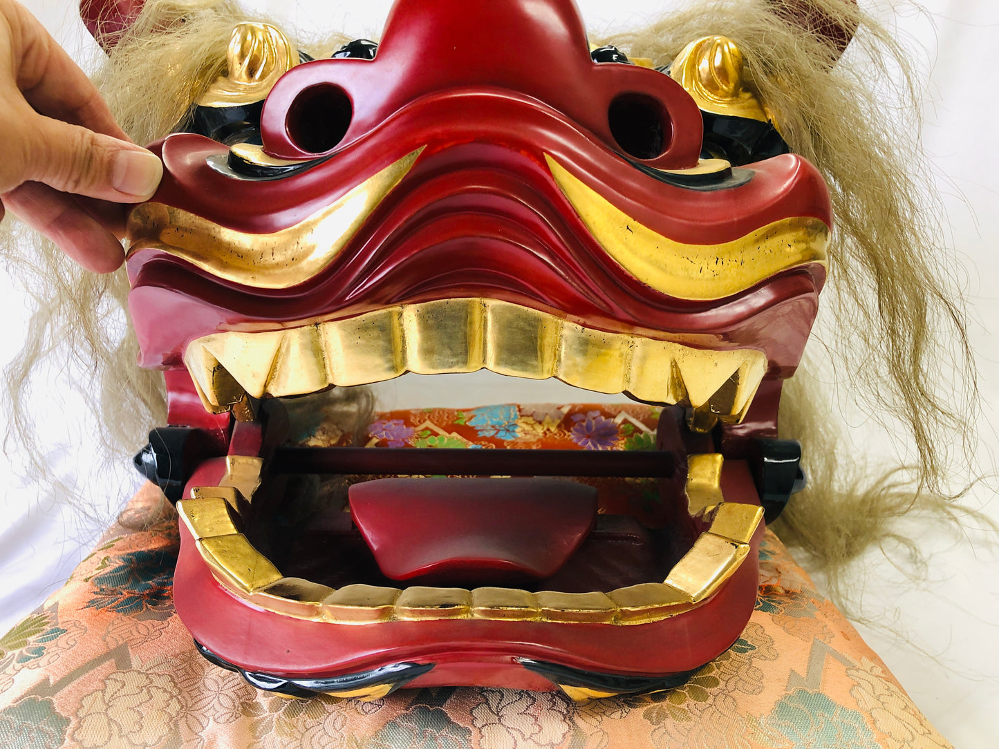 Y4951 OKIMONO big Lion dance festival tools Japan antique traditional vintage