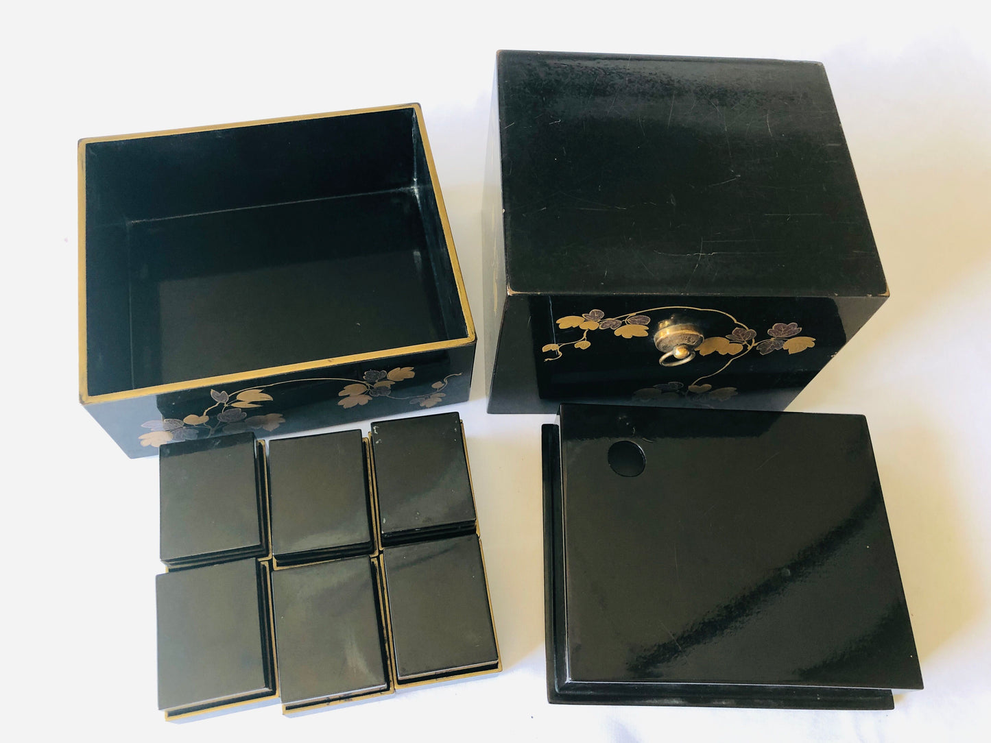 Y4956 BOX Makie incense case storage Japan antique aroma aromatherapy vintage