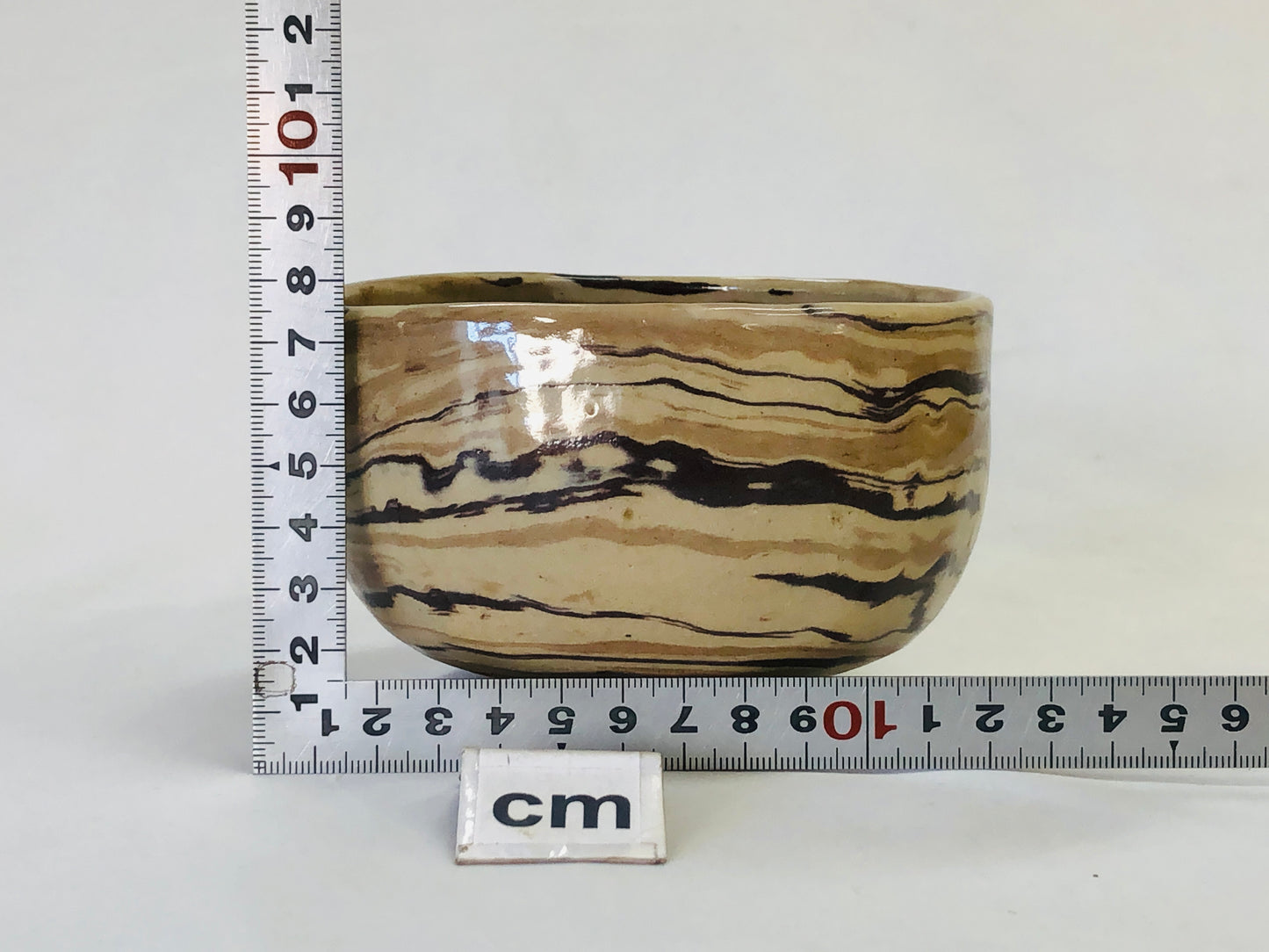 Y4999 CHAWAN Tokoname-ware kneaded signed box Japan antique tea ceremony bowl