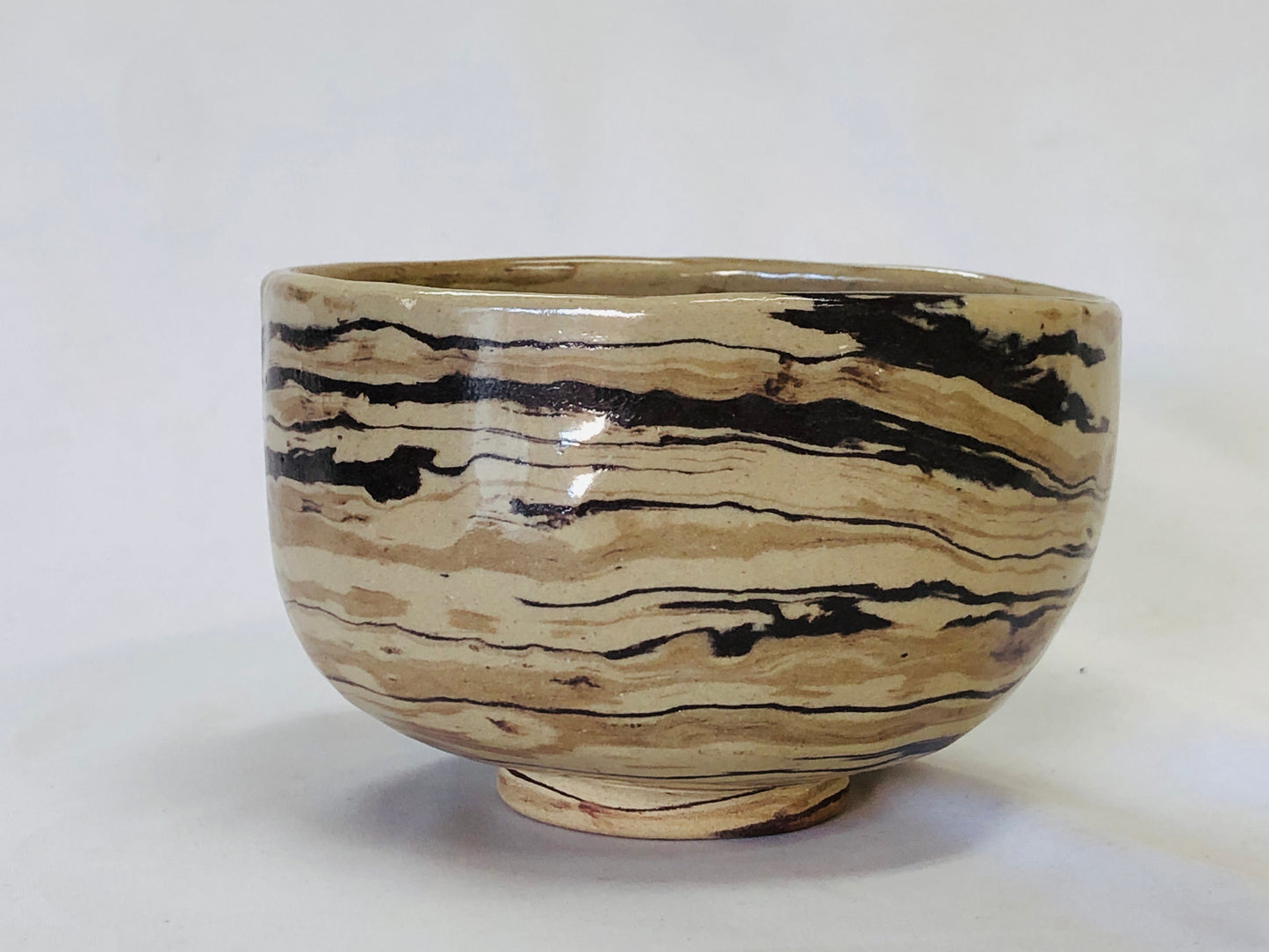 Y4999 CHAWAN Tokoname-ware kneaded signed box Japan antique tea ceremony bowl