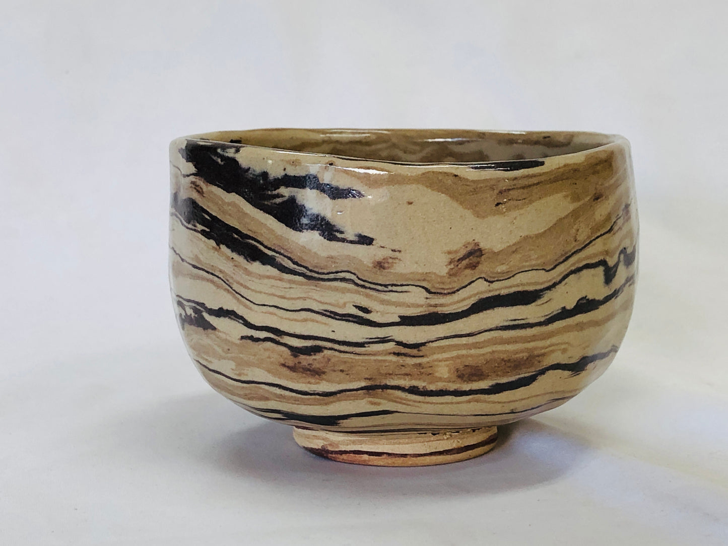 Y4999 CHAWAN Tokoname-ware kneaded signed box Japan antique tea ceremony bowl