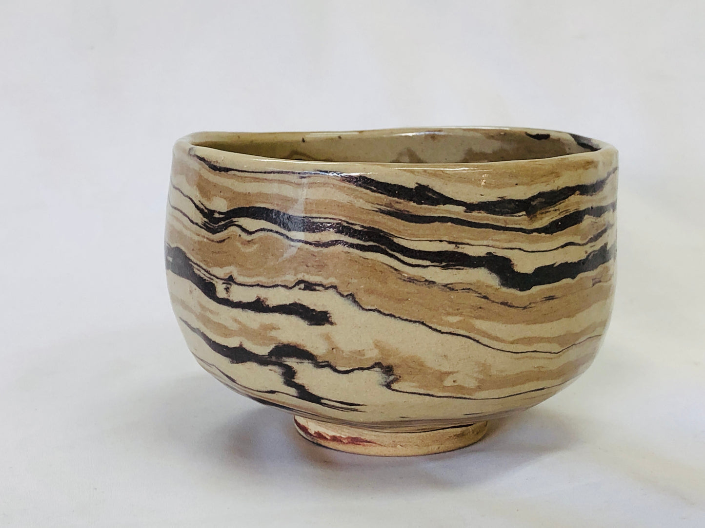 Y4999 CHAWAN Tokoname-ware kneaded signed box Japan antique tea ceremony bowl