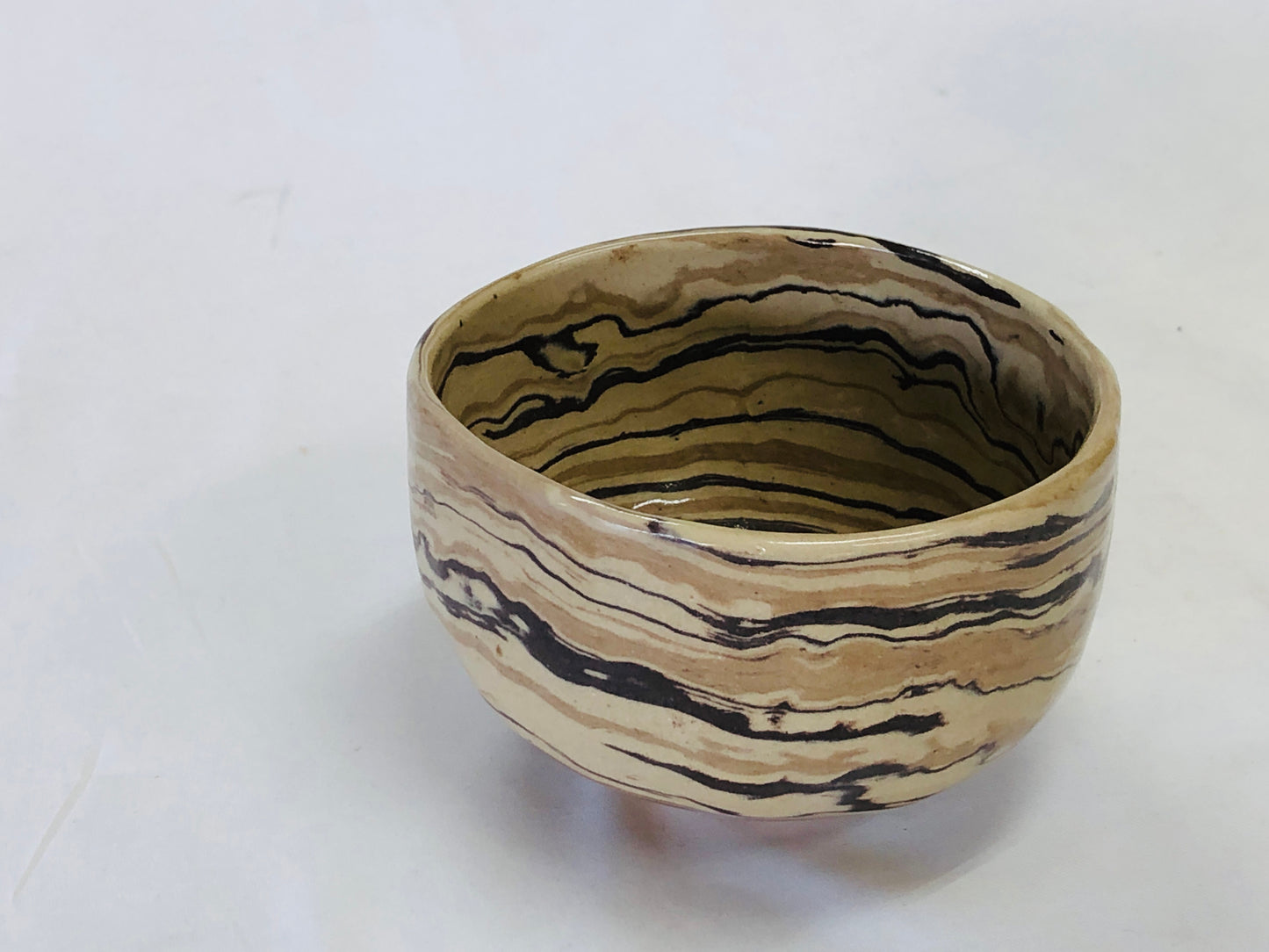 Y4999 CHAWAN Tokoname-ware kneaded signed box Japan antique tea ceremony bowl