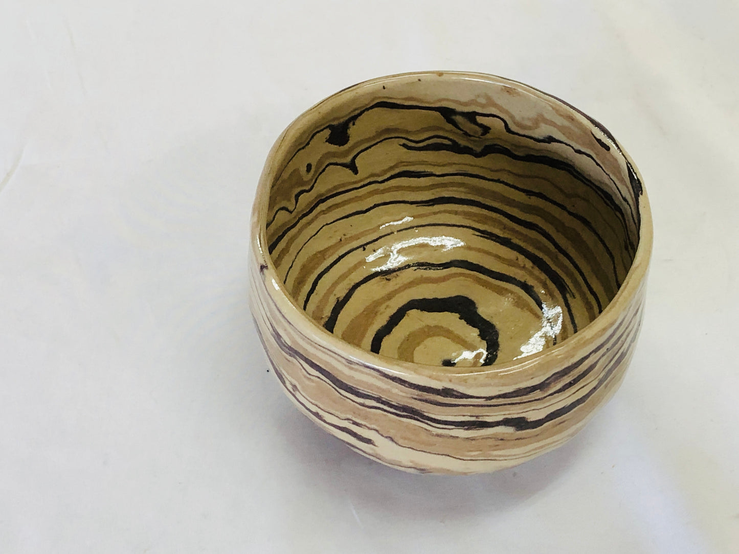 Y4999 CHAWAN Tokoname-ware kneaded signed box Japan antique tea ceremony bowl