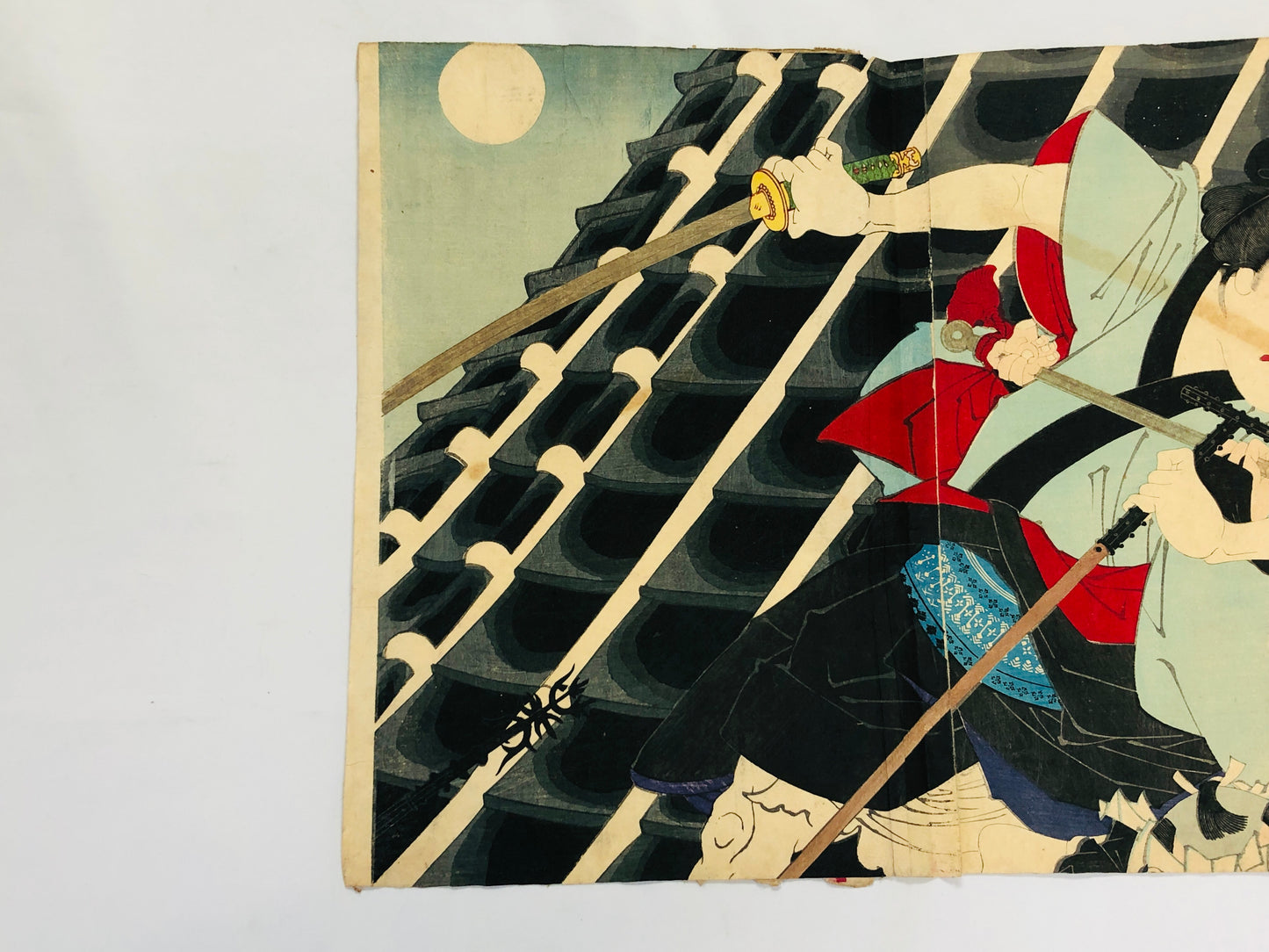 Y5051 WOODBLOCK PRINT Kunichika triptych actor Japan Ukiyoe art antique interior
