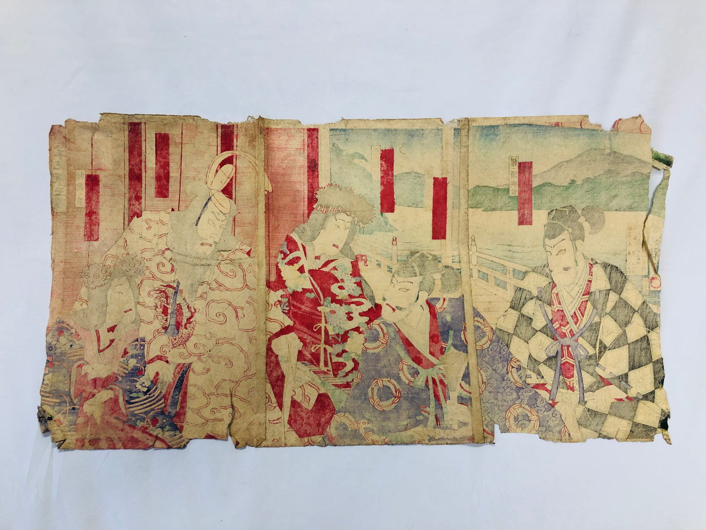 Y5052 WOODBLOCK PRINT Kouchouro triptych actor Japan Ukiyoe art antique interior