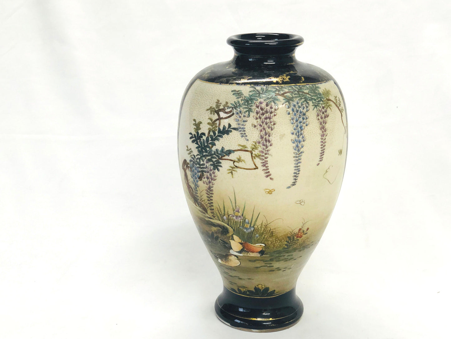 Y5057 FLOWER VASE Kyo-ware Kinkouzan color Japan ikebana antique interior decor