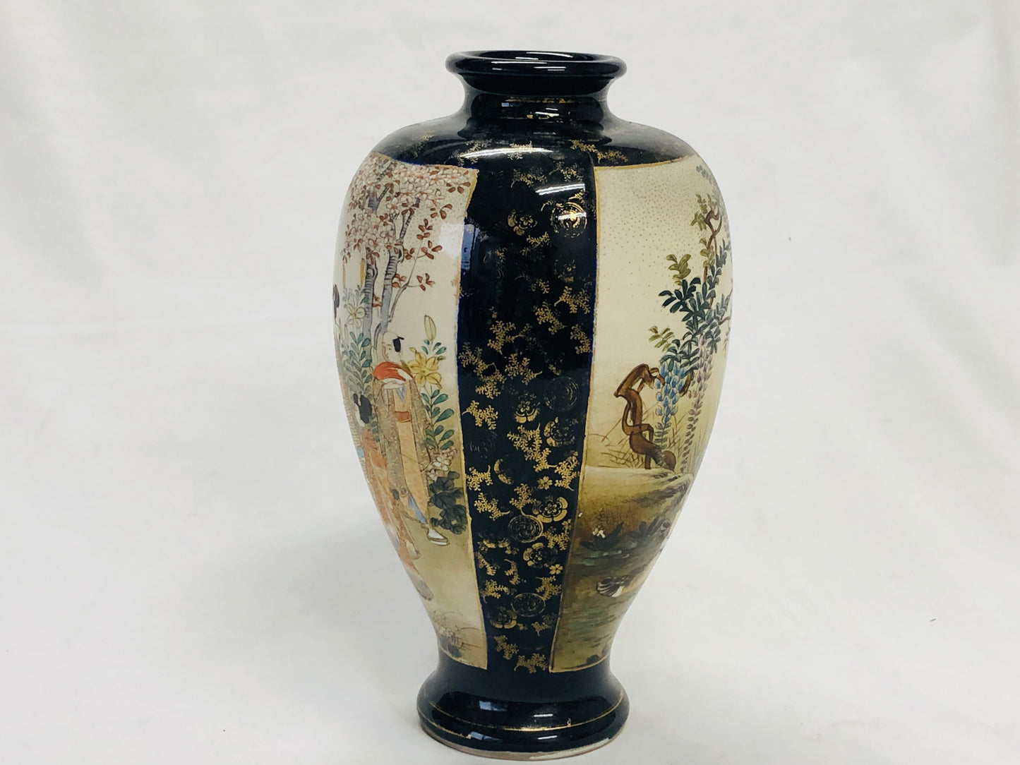 Y5057 FLOWER VASE Kyo-ware Kinkouzan color Japan ikebana antique interior decor