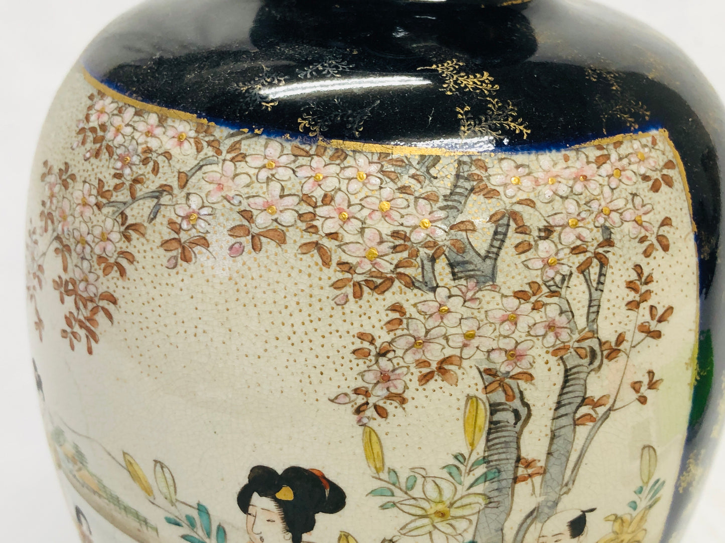 Y5057 FLOWER VASE Kyo-ware Kinkouzan color Japan ikebana antique interior decor
