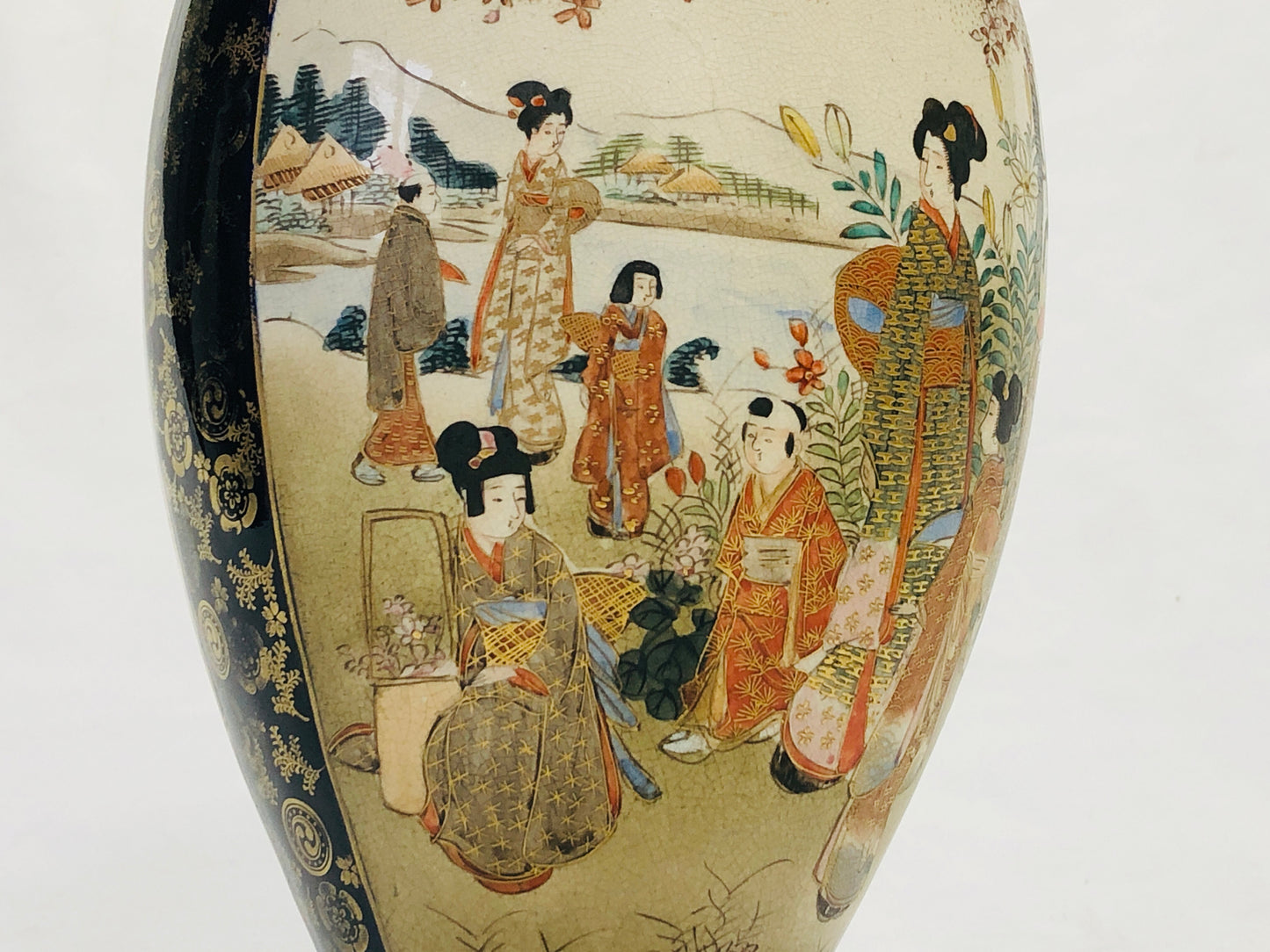 Y5057 FLOWER VASE Kyo-ware Kinkouzan color Japan ikebana antique interior decor