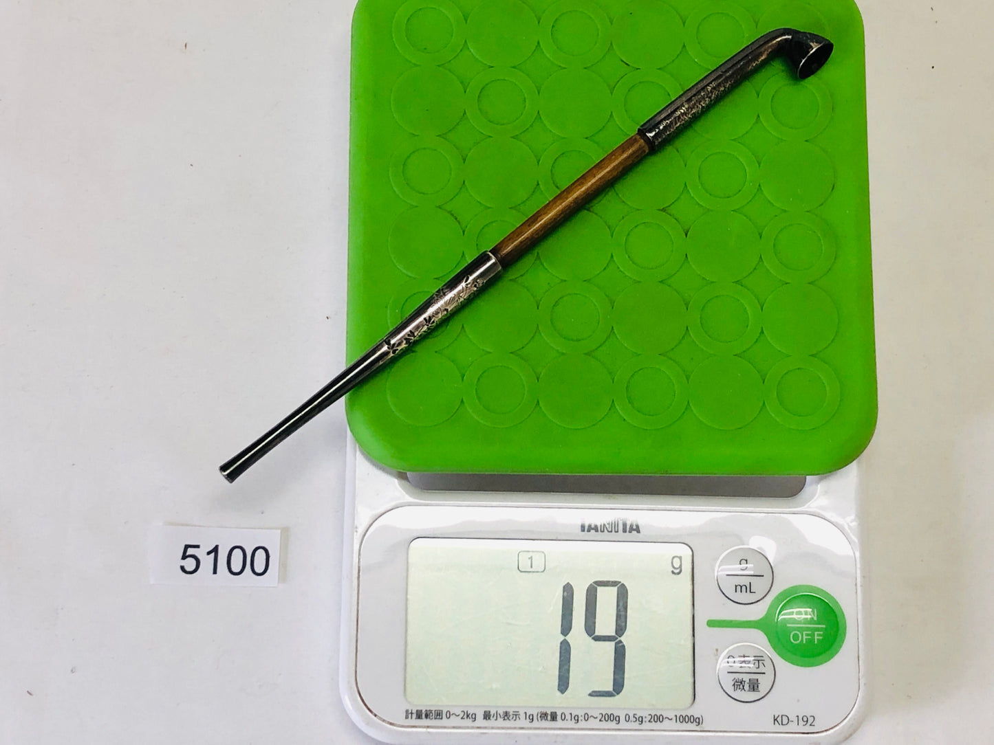 Y5100 TOBACCO silver Smoke Pipe engraving signed Japan antique traditional