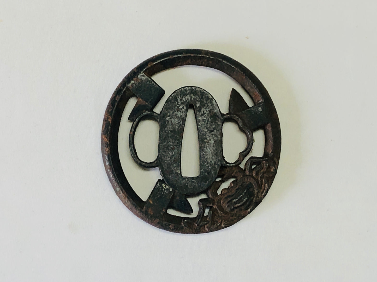 Y5102 TSUBA Iron sword guard crab Japan samurai katana antique koshirae edo