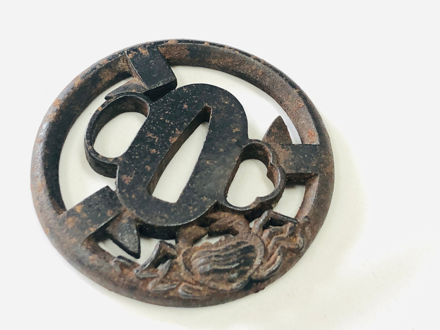 Y5102 TSUBA Iron sword guard crab Japan samurai katana antique koshirae edo