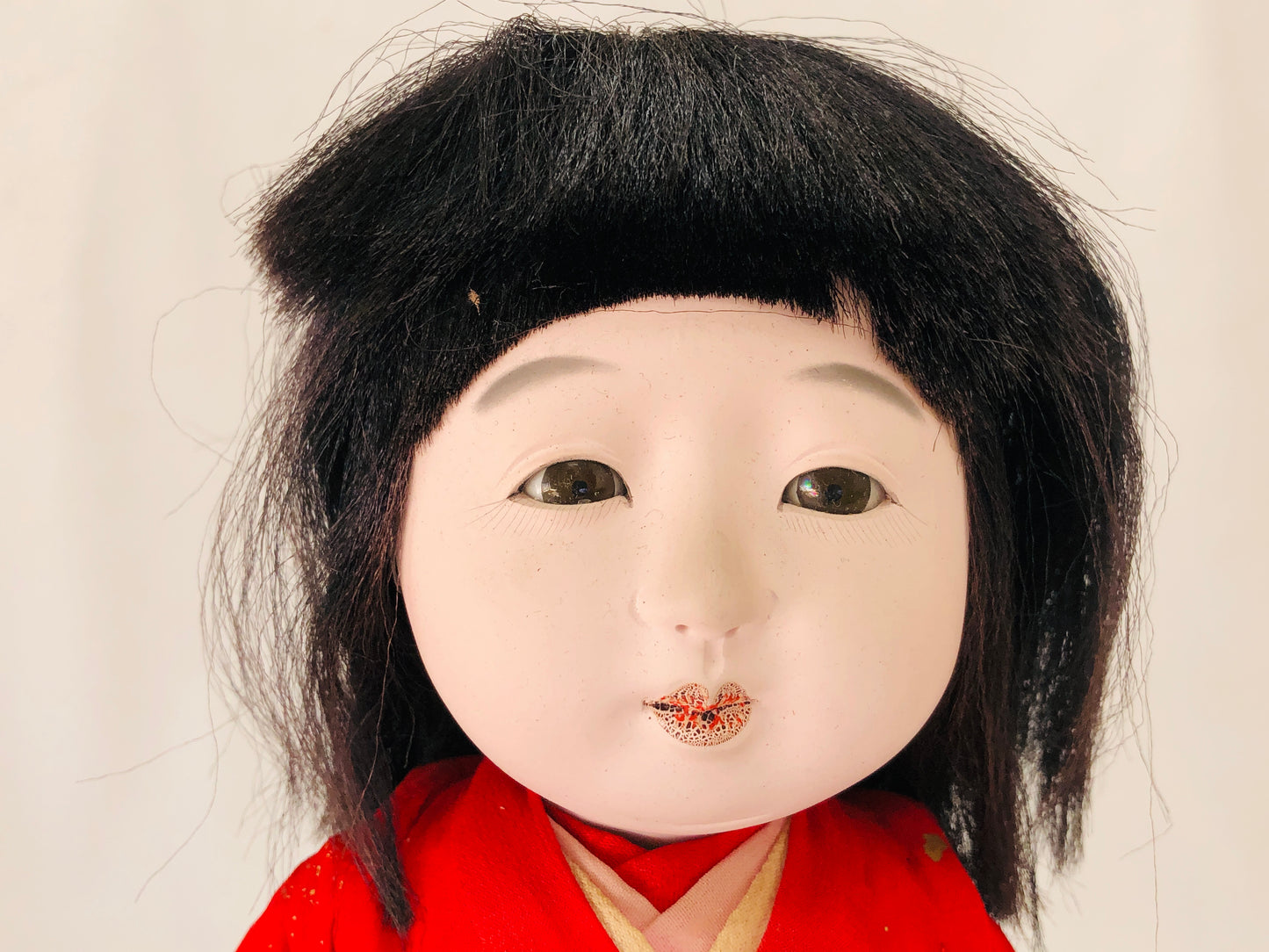 Y5153 NINGYO Ichimatsu Doll red Kimono girl toy Japan vintage antique figure