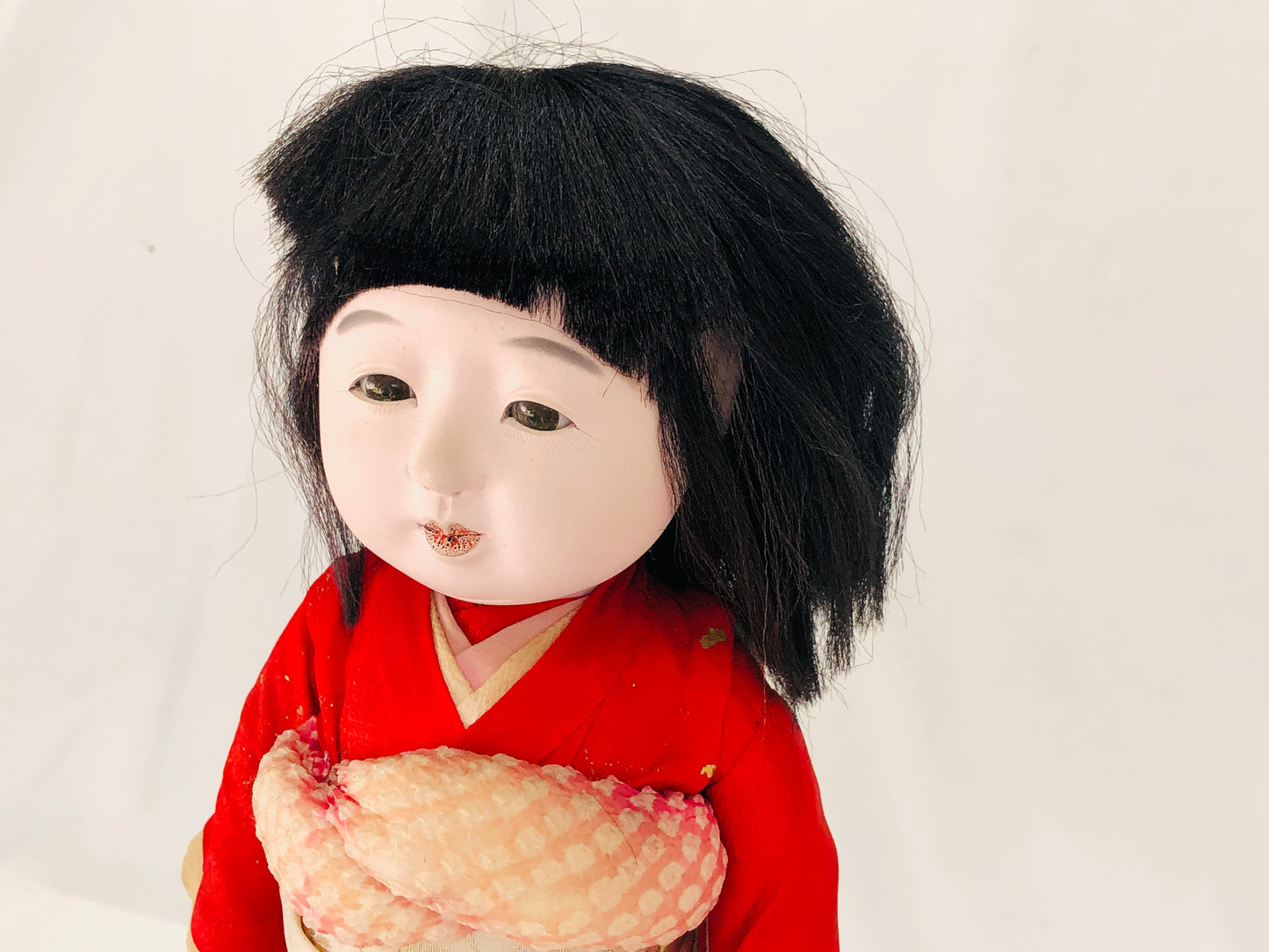 Y5153 NINGYO Ichimatsu Doll red Kimono girl toy Japan vintage antique figure