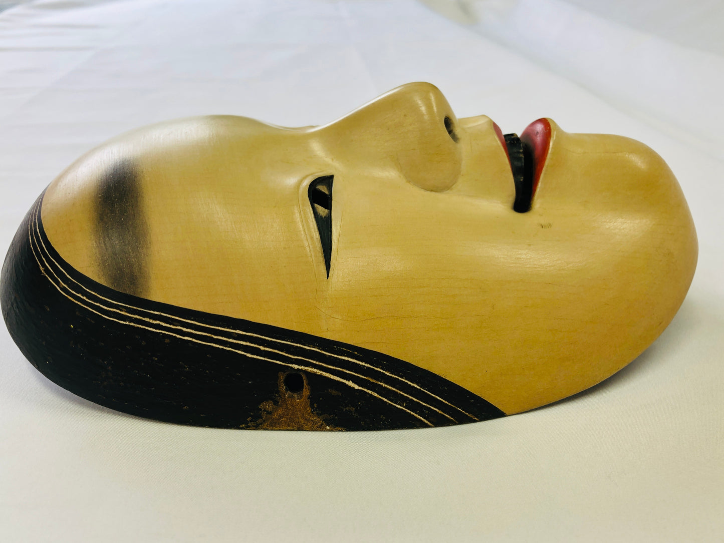 Y5181 NOH MASK wood carving ko-omote young girl Japan antique omen dance drama