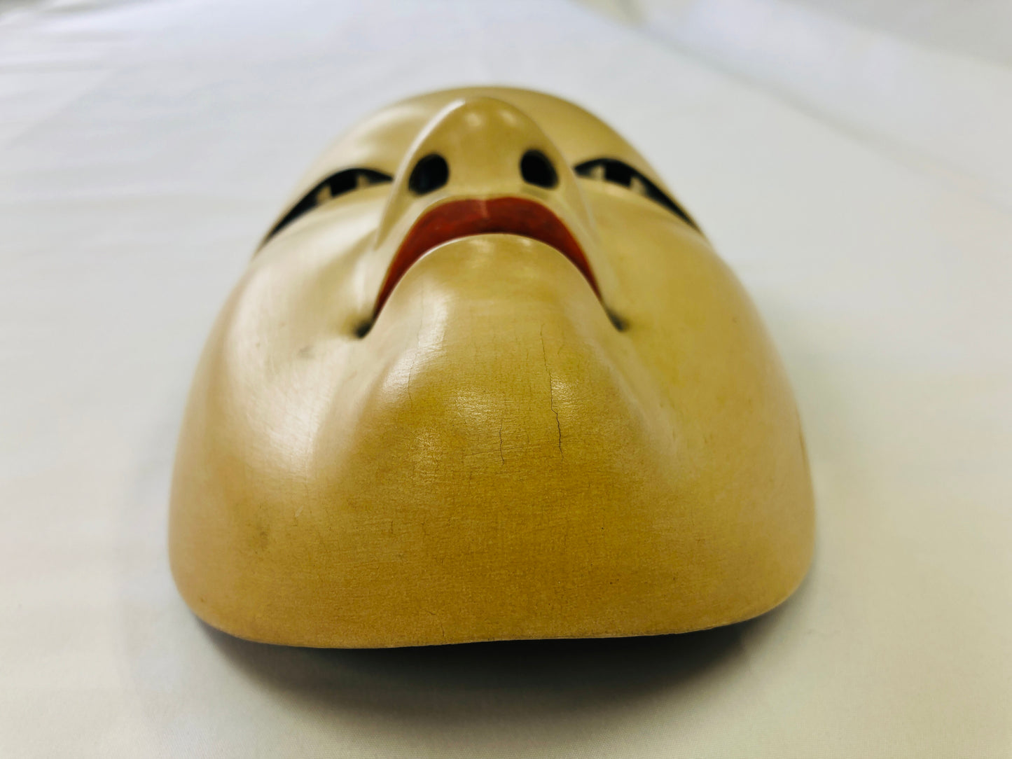 Y5181 NOH MASK wood carving ko-omote young girl Japan antique omen dance drama