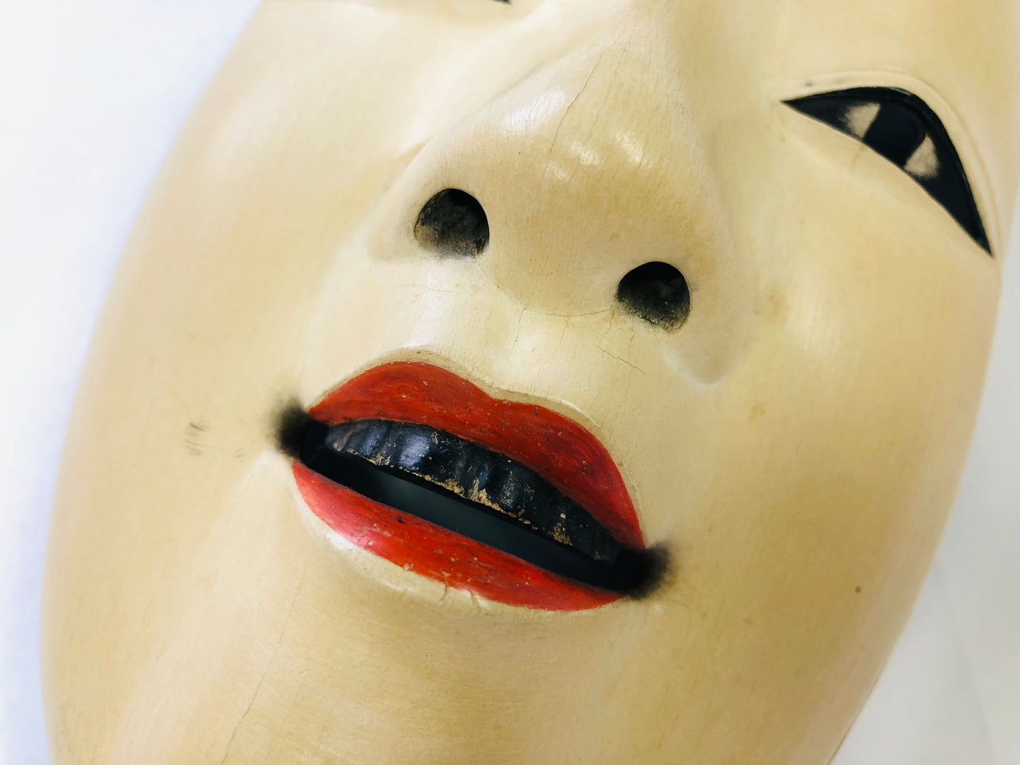 Y5181 NOH MASK wood carving ko-omote young girl Japan antique omen dance drama