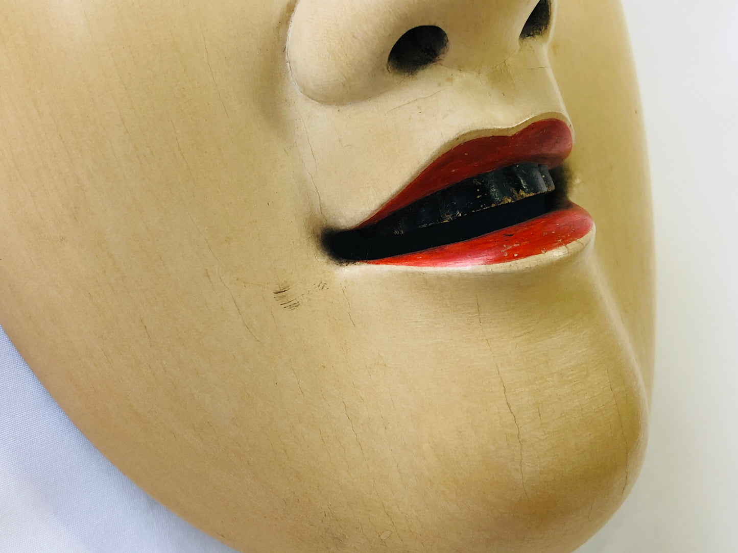 Y5181 NOH MASK wood carving ko-omote young girl Japan antique omen dance drama