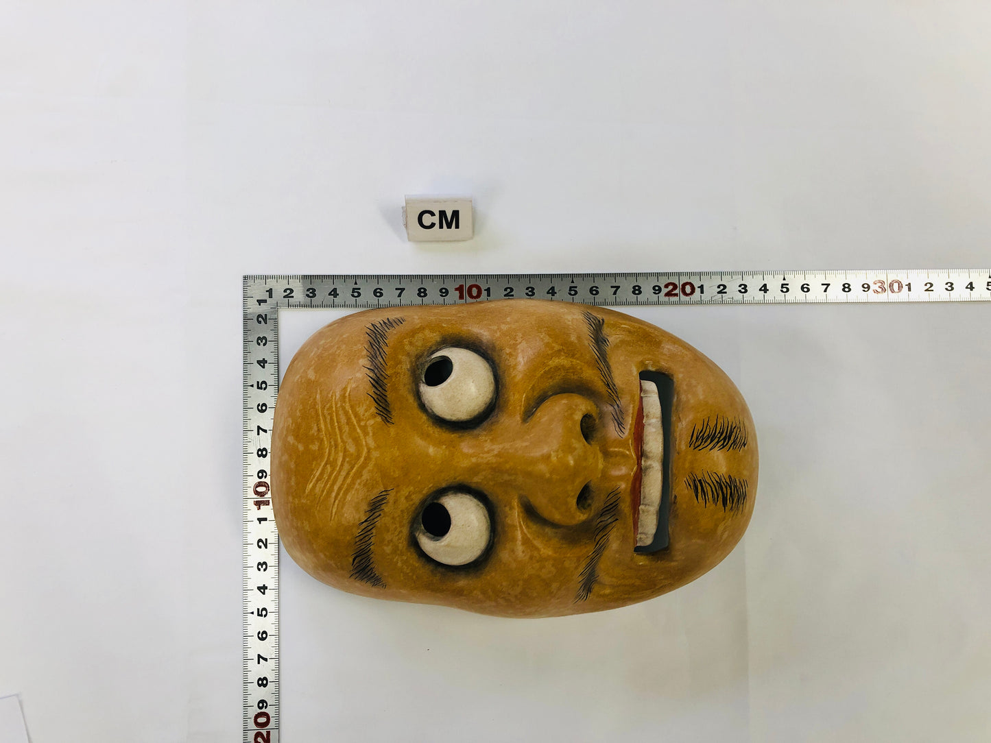 Y5183 NOH MASK wood carving surprised face Japan antique omen dance drama