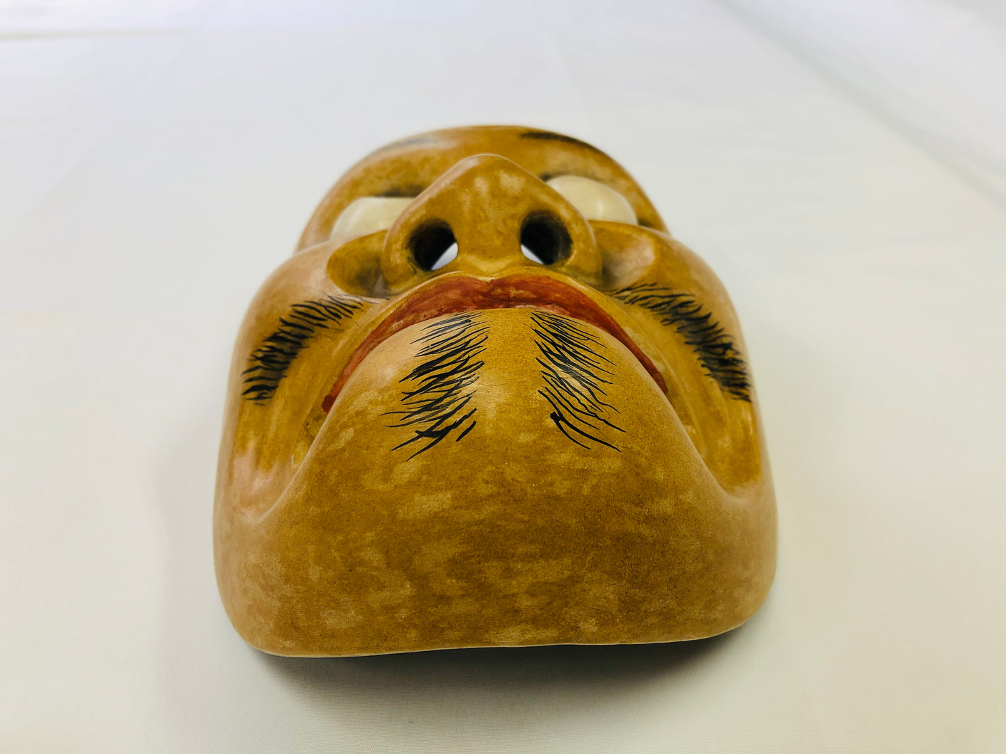 Y5183 NOH MASK wood carving surprised face Japan antique omen dance drama