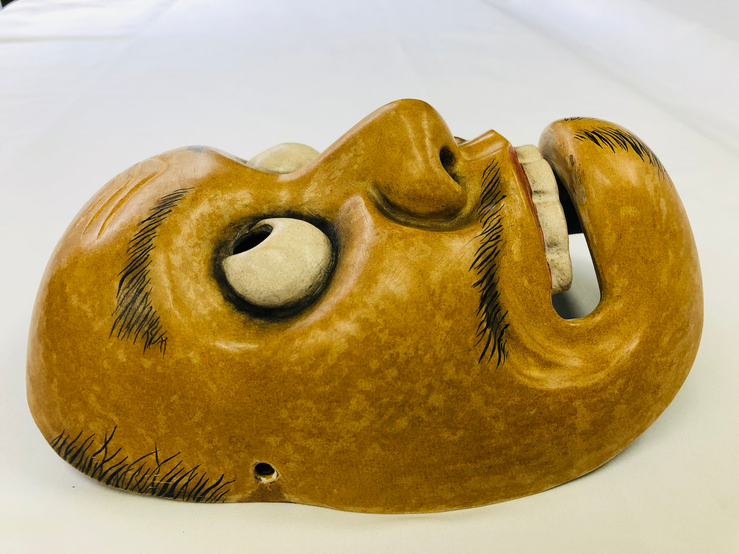 Y5183 NOH MASK wood carving surprised face Japan antique omen dance drama