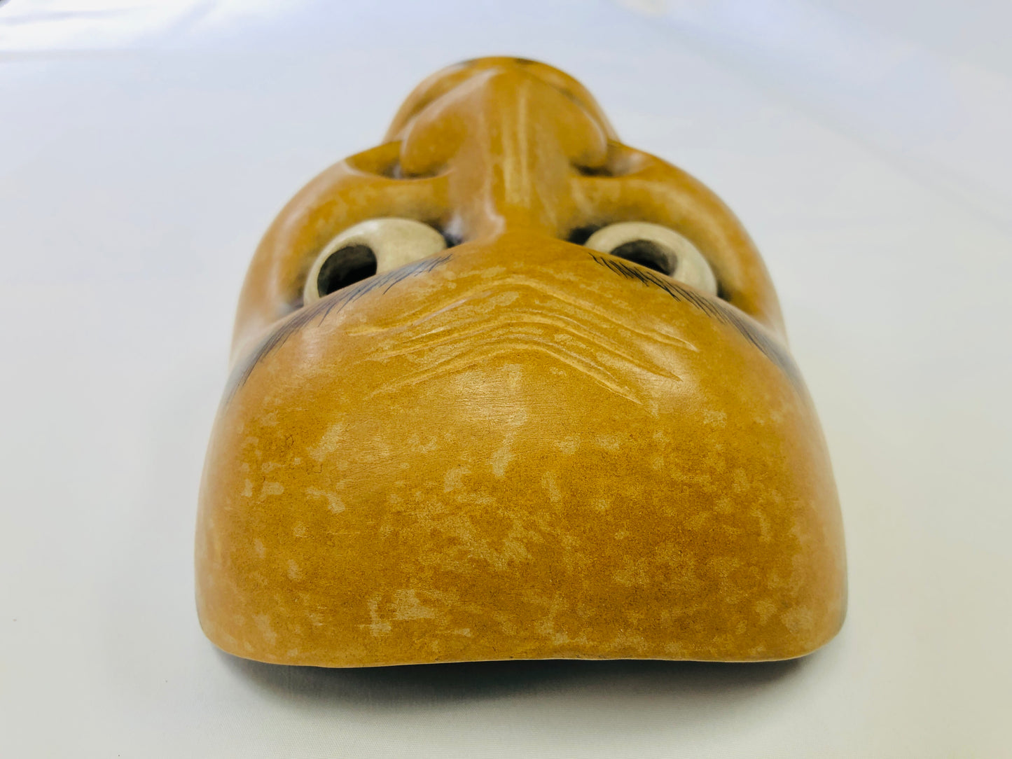 Y5183 NOH MASK wood carving surprised face Japan antique omen dance drama