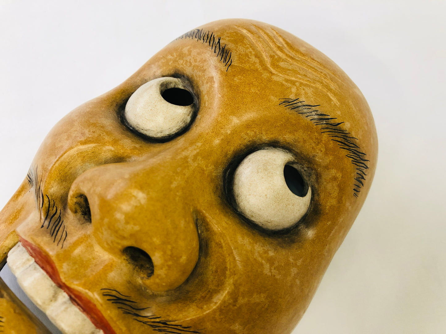 Y5183 NOH MASK wood carving surprised face Japan antique omen dance drama