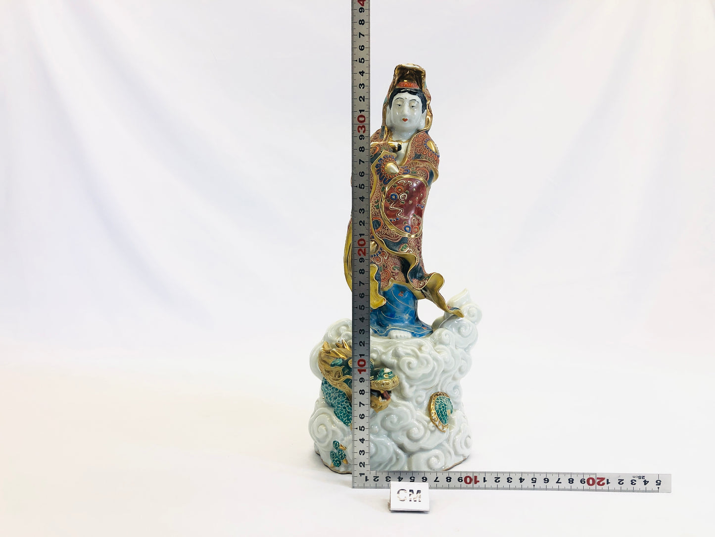 Y5206 STATUE Kutani-ware Kannon figure figurine Dragon Japan vintage antique